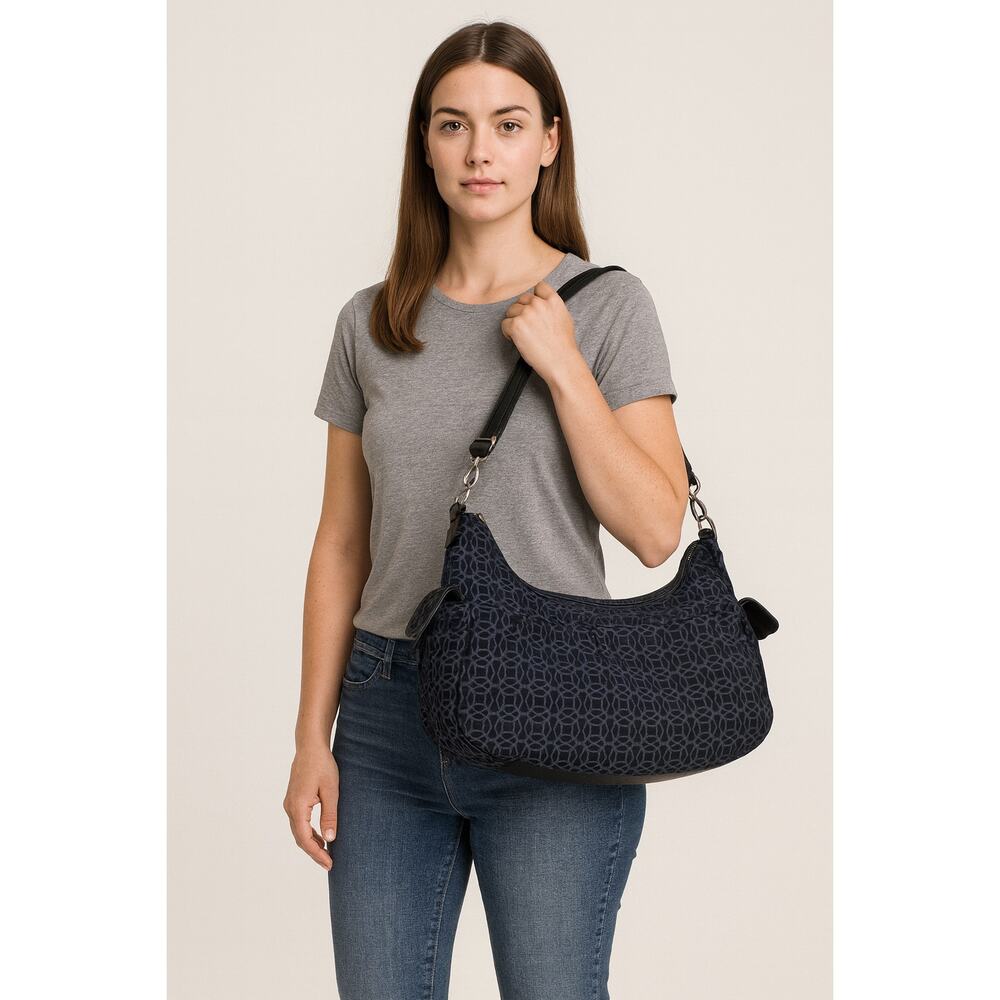 Navy Shoulder Bag Geometric Pattern Medium Crossb… - image 1